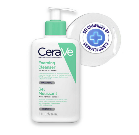 CeraVe Foaming Cleanser For Normal To Oily Skin (236ml) - Dermatologist-Developed Facewash | Non-Comedogenic And Fragrance-Free Cleansers For Acne-Prone Skin
