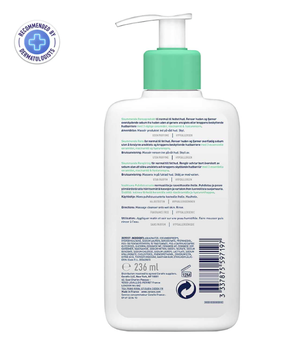 CeraVe Foaming Cleanser For Normal To Oily Skin (236ml) - Dermatologist-Developed Facewash | Non-Comedogenic And Fragrance-Free Cleansers For Acne-Prone Skin
